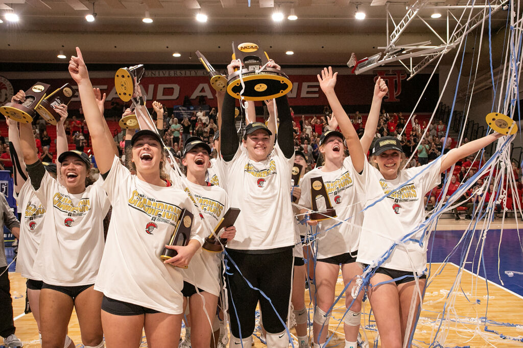 Championship celebration on the court
